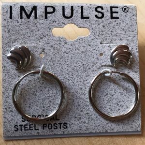 Impulse - steel post beach stud and hoop earrings